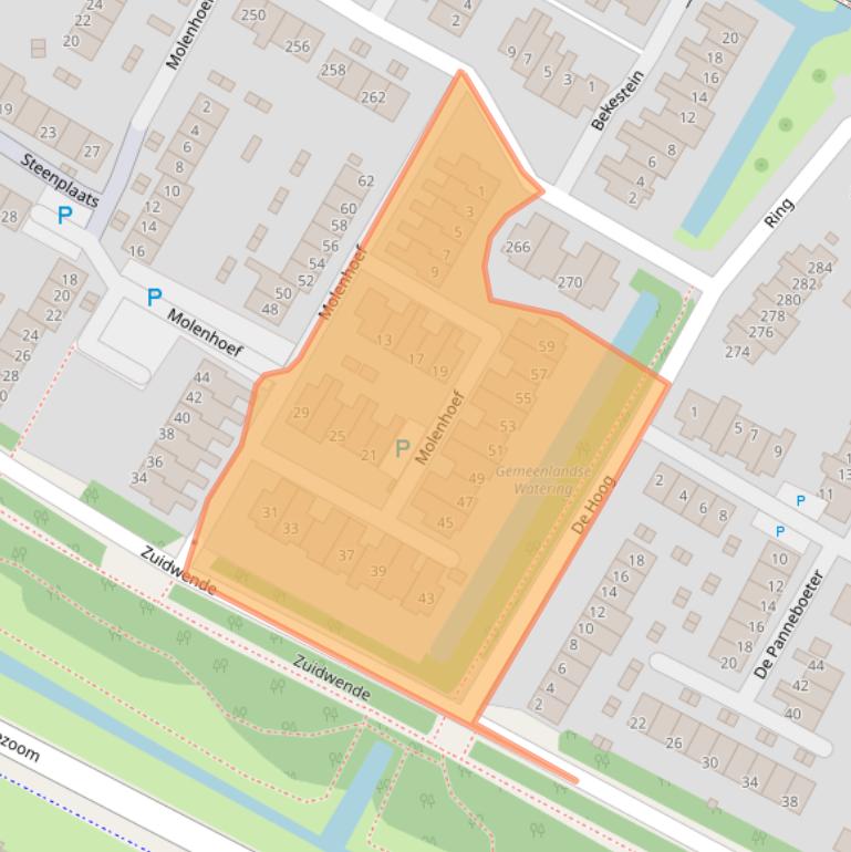 Kaart van postcodegebied 3343CM.