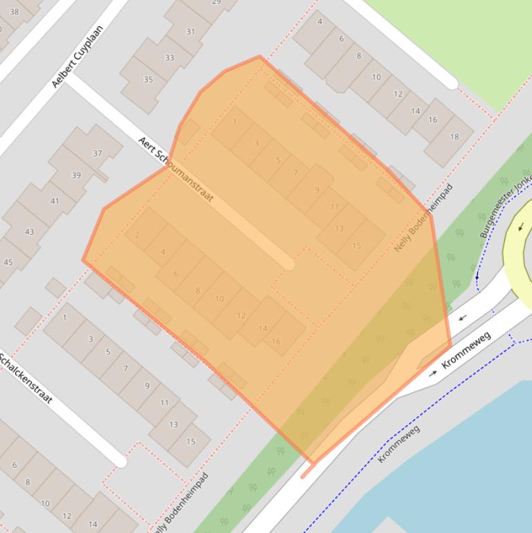 Kaart van postcodegebied 3343DH.