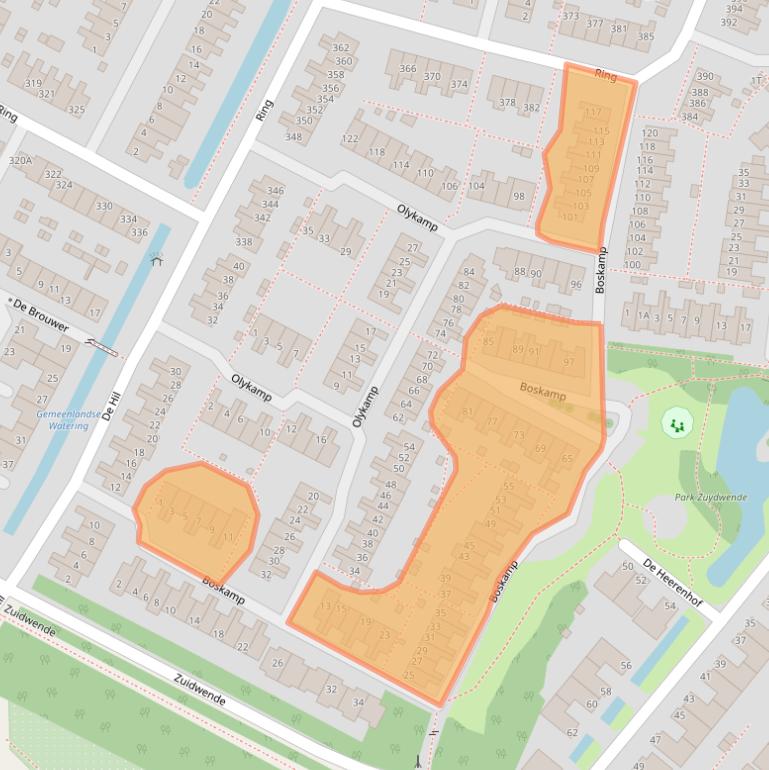 Kaart van postcodegebied 3343EC.