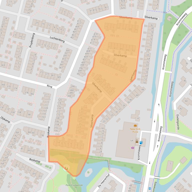 Kaart van postcodegebied 3343EH.