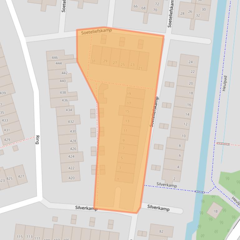 Kaart van postcodegebied 3343EK.