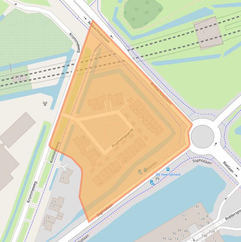 Kaart van postcodegebied 3343LC.