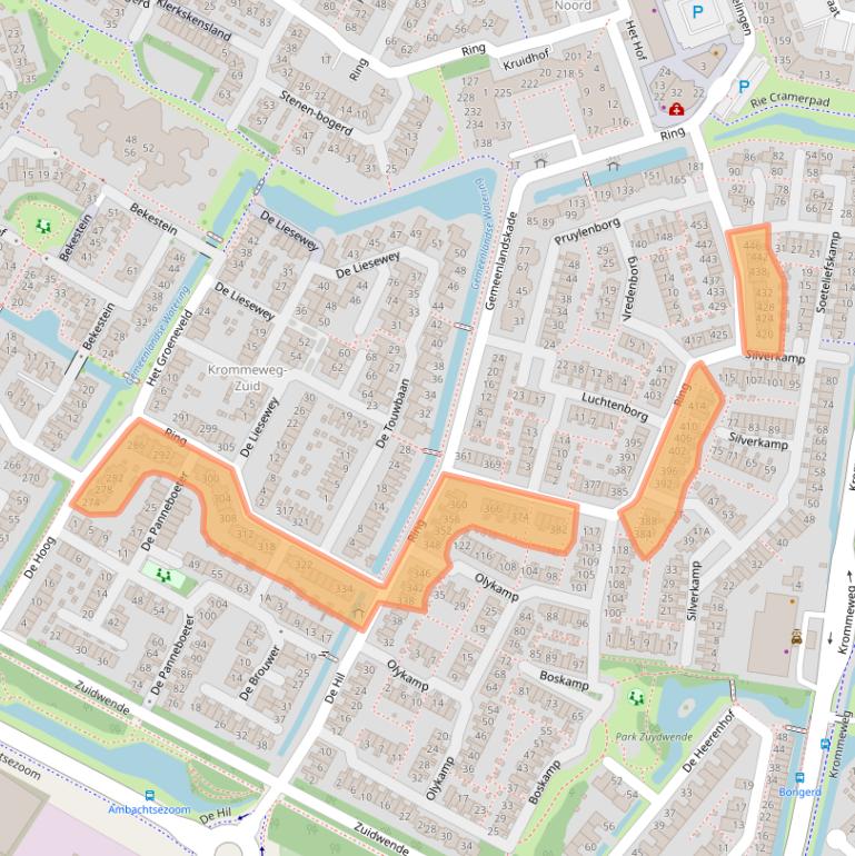 Kaart van postcodegebied 3343NH.