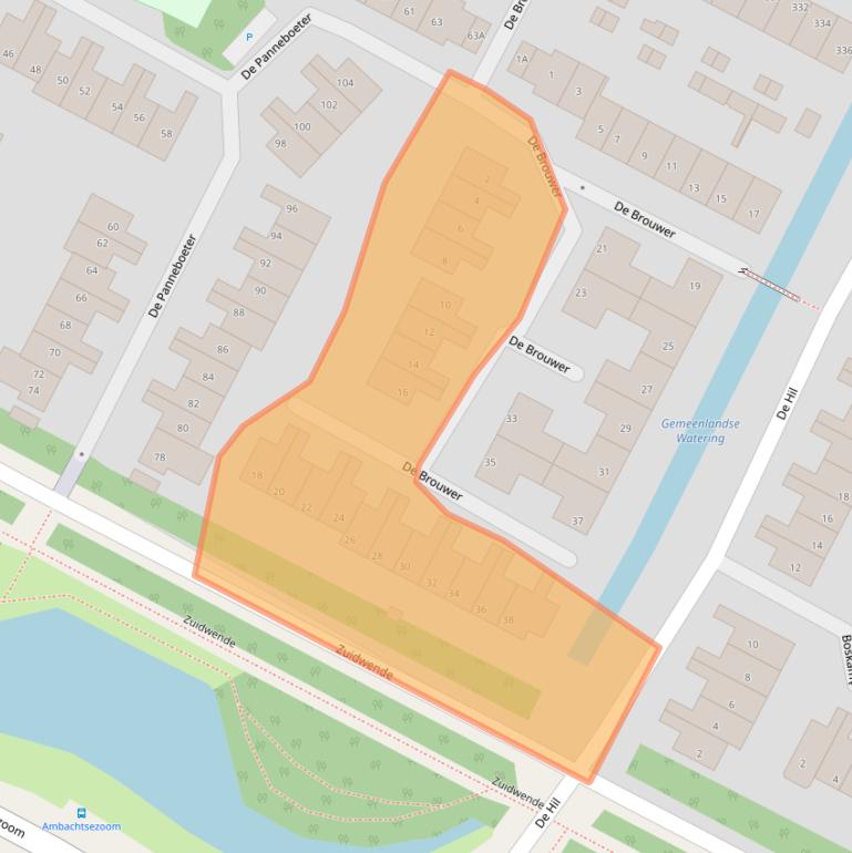 Kaart van postcodegebied 3343PB.