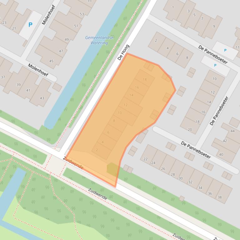 Kaart van postcodegebied 3343PC.