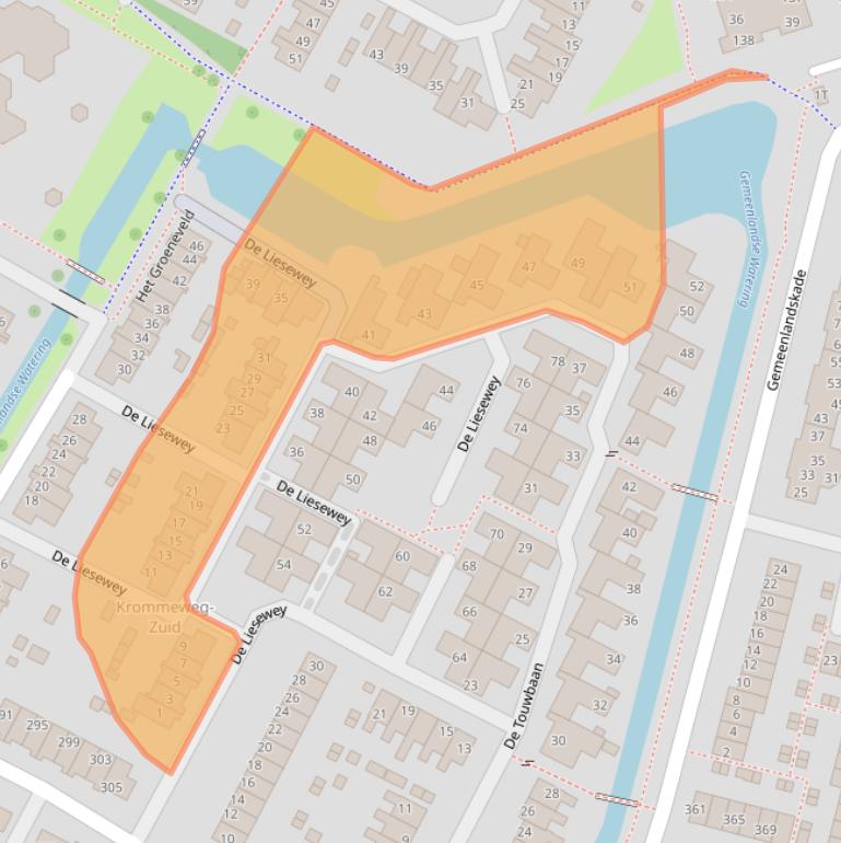 Kaart van postcodegebied 3343PD.