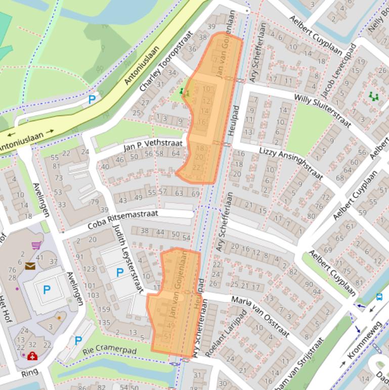Kaart van postcodegebied 3343RD.