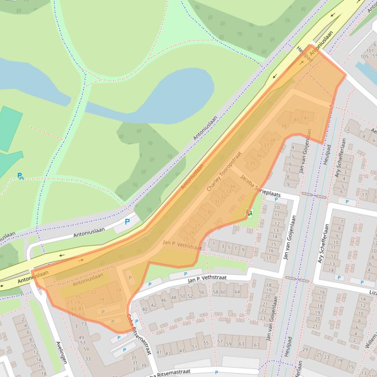 Kaart van postcodegebied 3343RE.