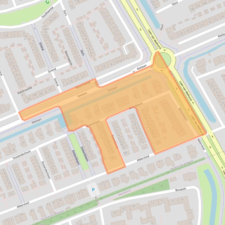 Kaart van postcodegebied 3344AD.