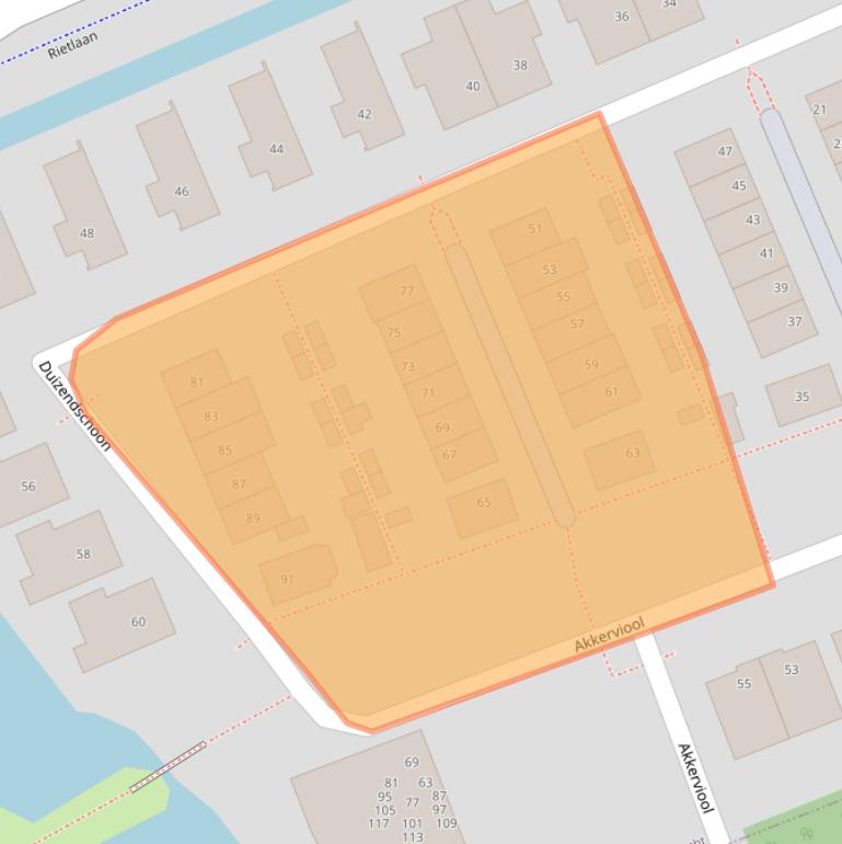 Kaart van postcodegebied 3344AJ.