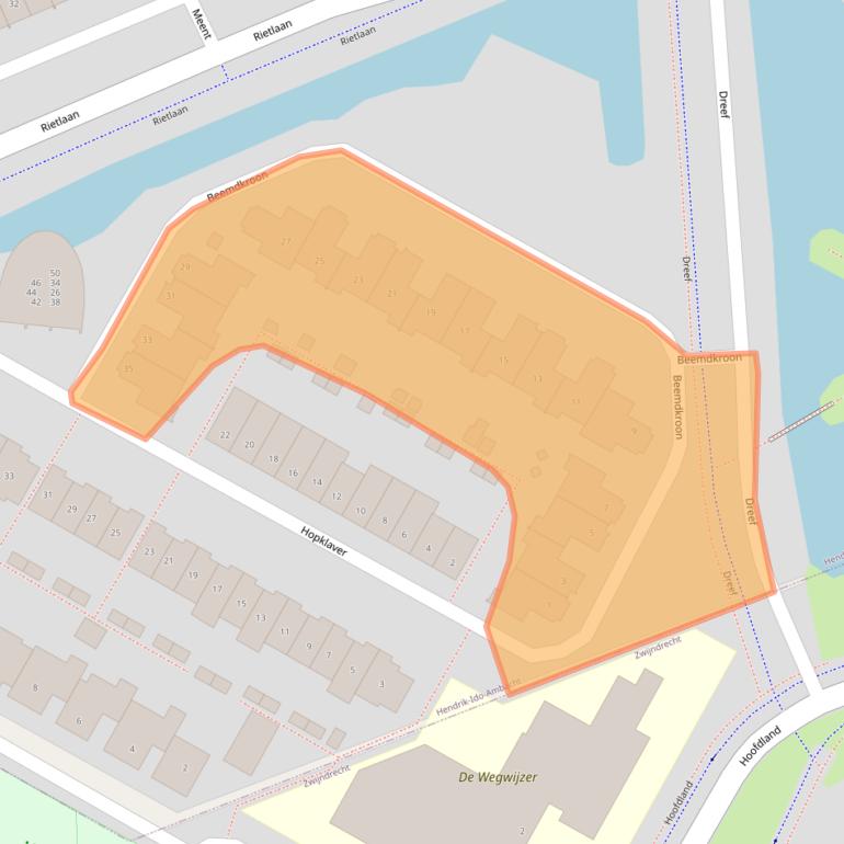 Kaart van postcodegebied 3344BA.