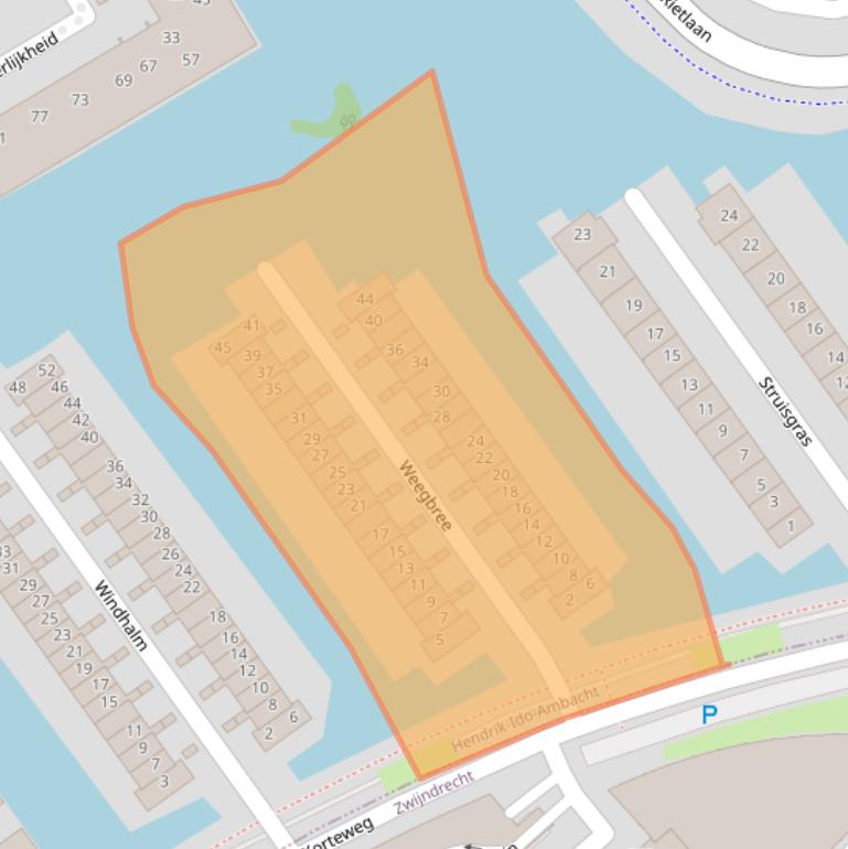 Kaart van postcodegebied 3344BK.