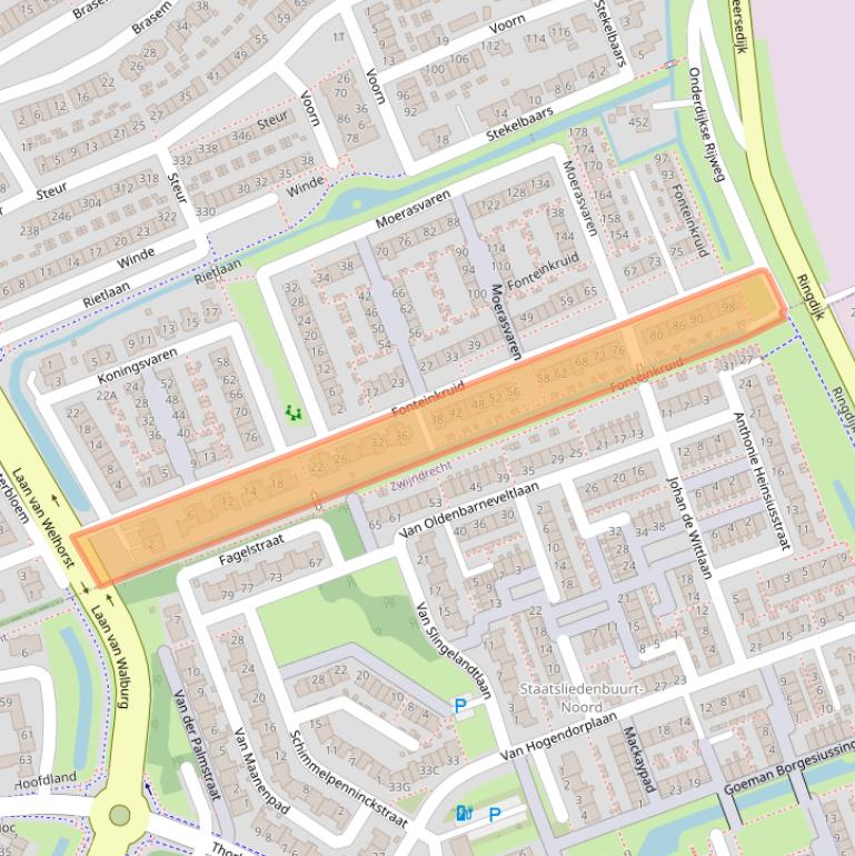 Kaart van postcodegebied 3344CB.