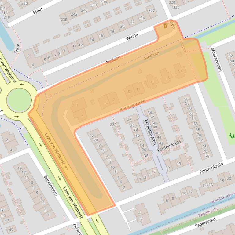 Kaart van postcodegebied 3344CC.