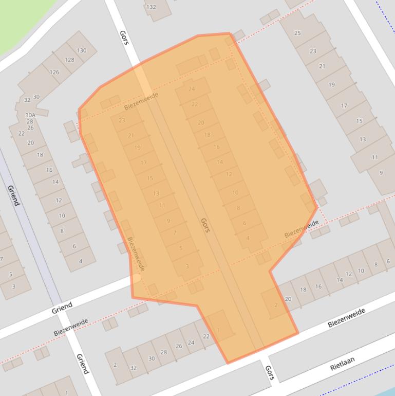 Kaart van postcodegebied 3344GD.