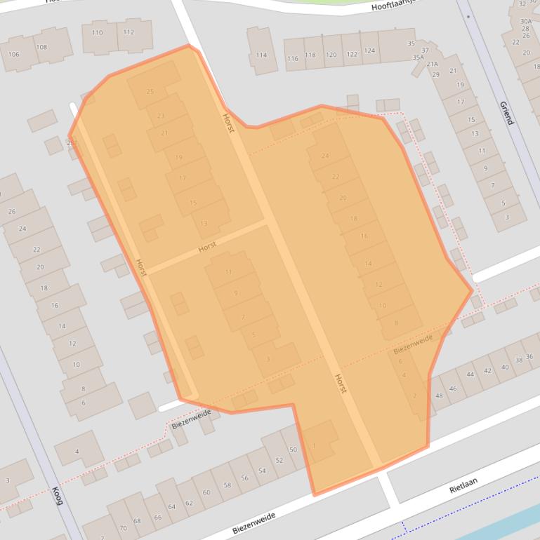 Kaart van postcodegebied 3344GG.