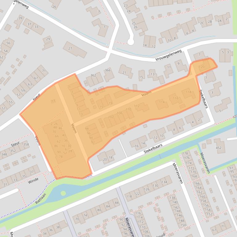 Kaart van postcodegebied 3344JA.