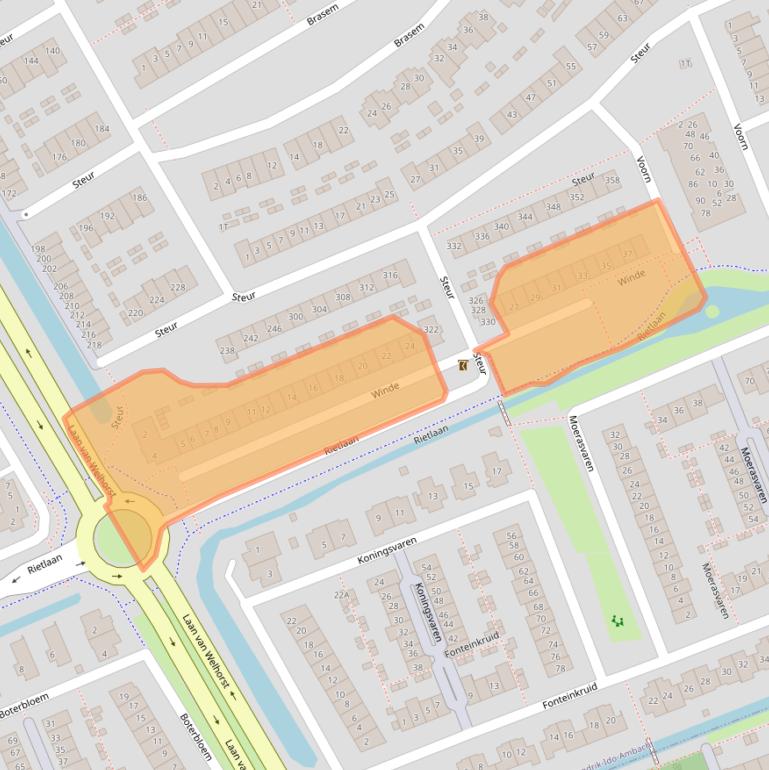 Kaart van postcodegebied 3344JB.