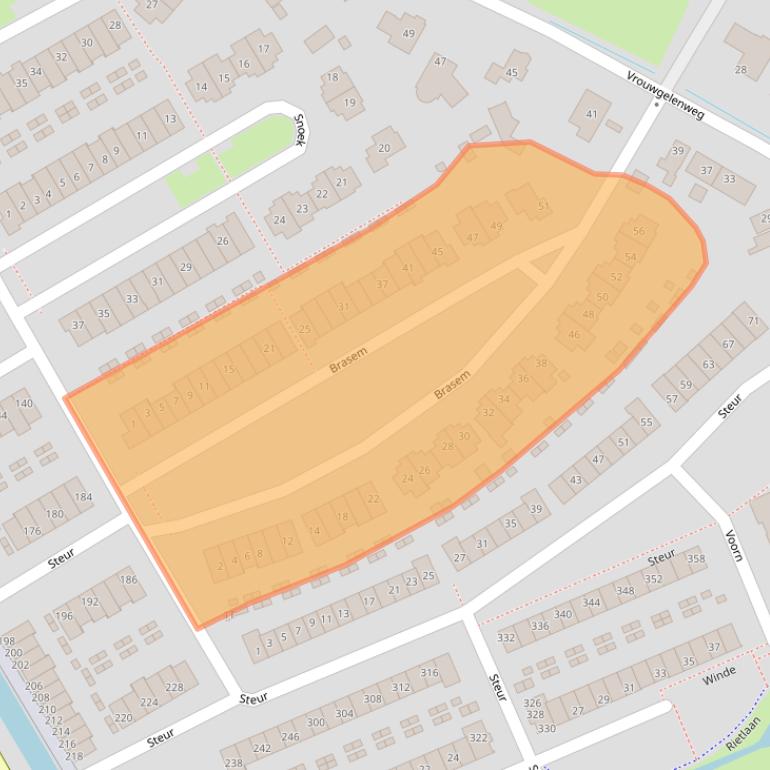Kaart van postcodegebied 3344JD.