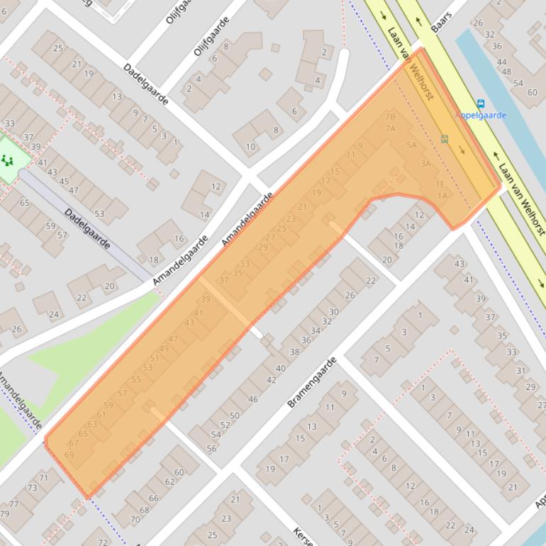 Kaart van postcodegebied 3344RA.