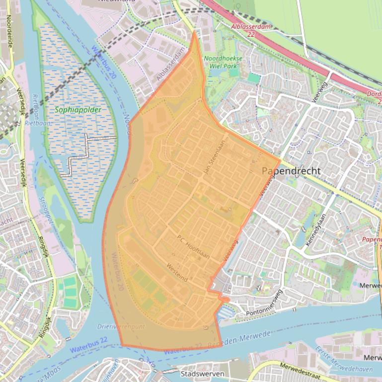 Kaart van postcodegebied 3351.
