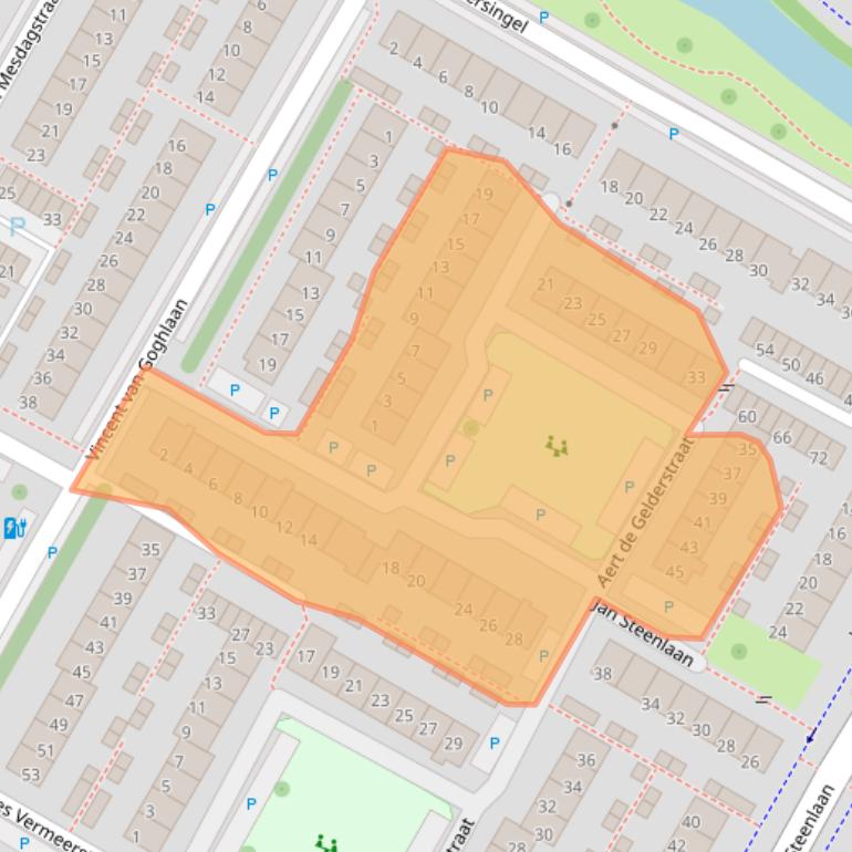 Kaart van postcodegebied 3351BA.