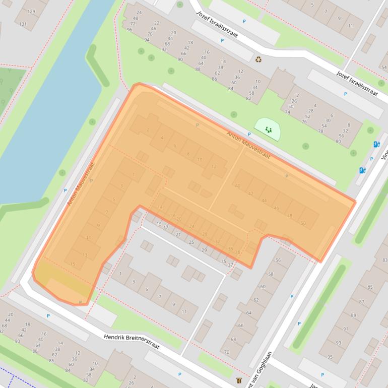 Kaart van postcodegebied 3351BB.