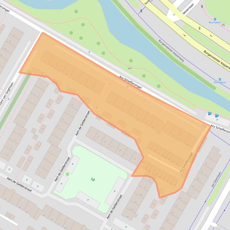 Kaart van postcodegebied 3351BC.