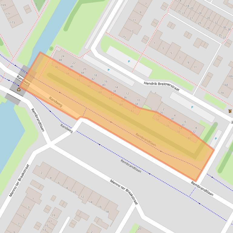 Kaart van postcodegebied 3351BE.