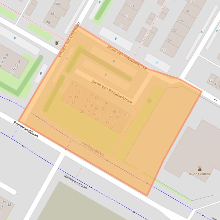 Kaart van postcodegebied 3351BM.