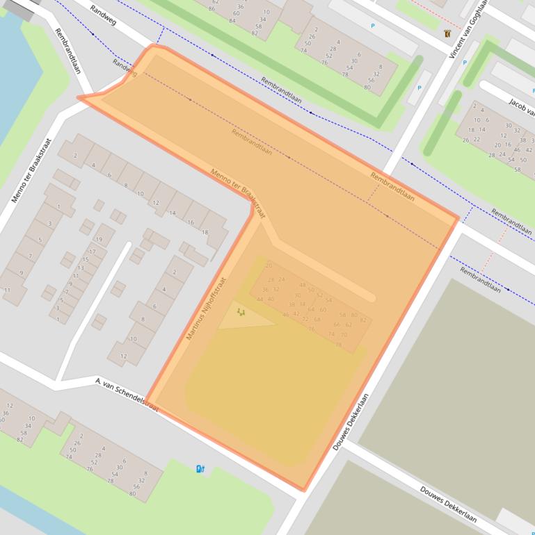 Kaart van postcodegebied 3351CW.