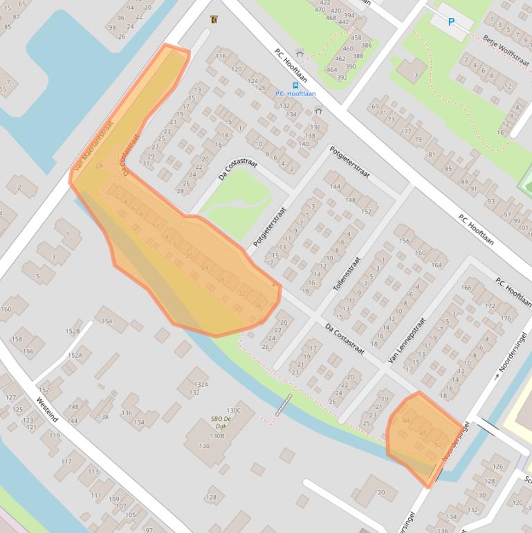 Kaart van postcodegebied 3351EB.