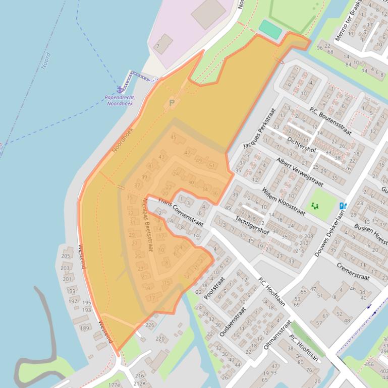 Kaart van postcodegebied 3351EC.