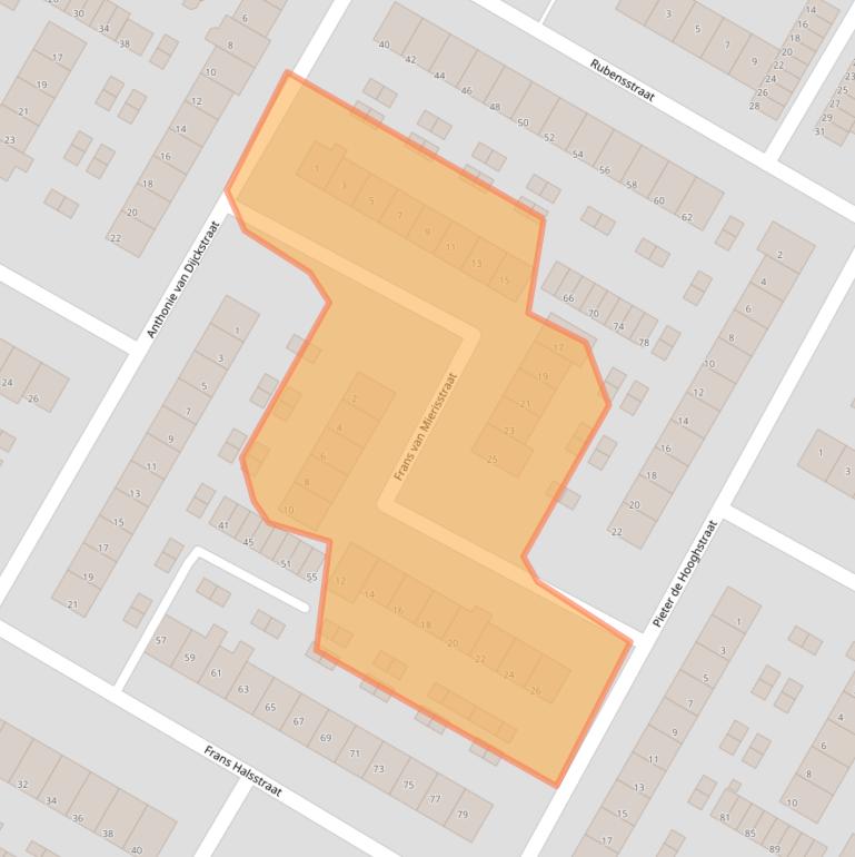 Kaart van postcodegebied 3351JD.