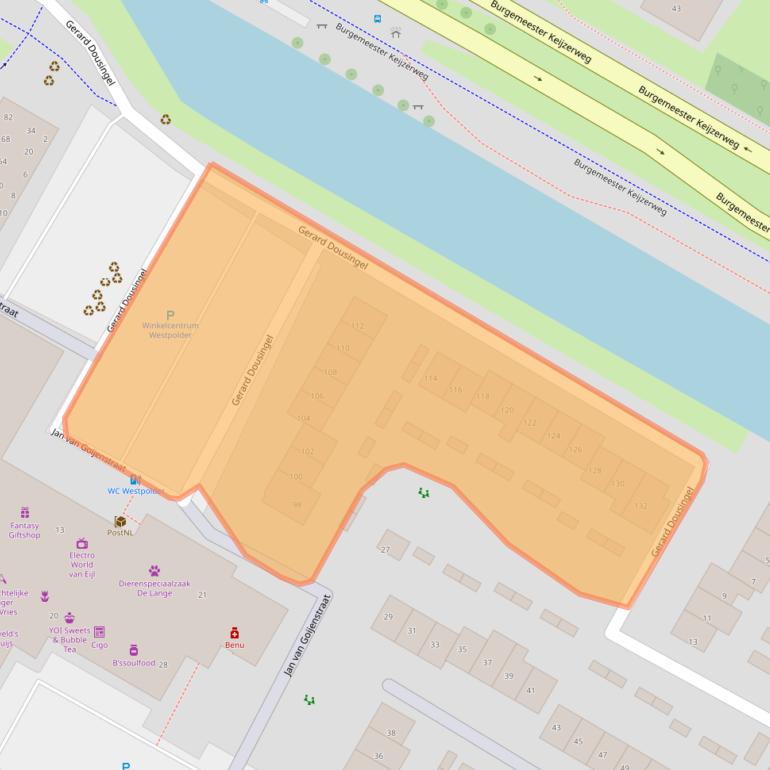 Kaart van postcodegebied 3351JJ.