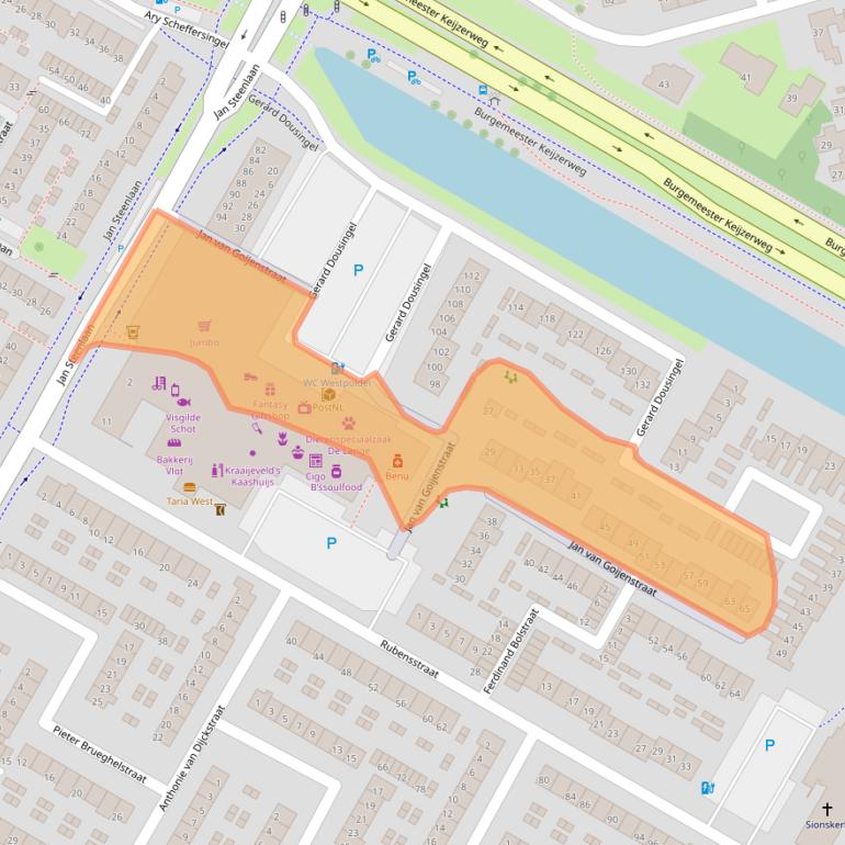 Kaart van postcodegebied 3351JM.
