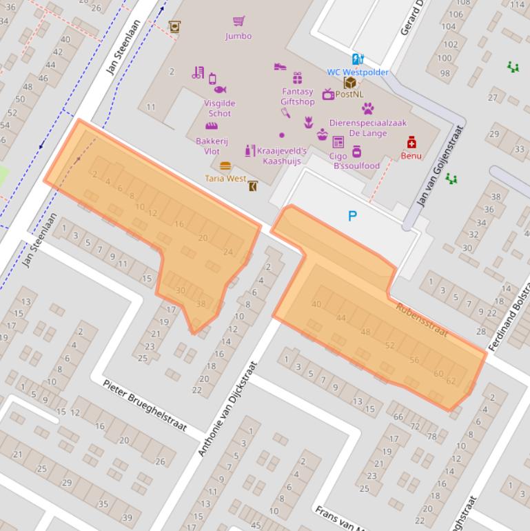 Kaart van postcodegebied 3351JV.