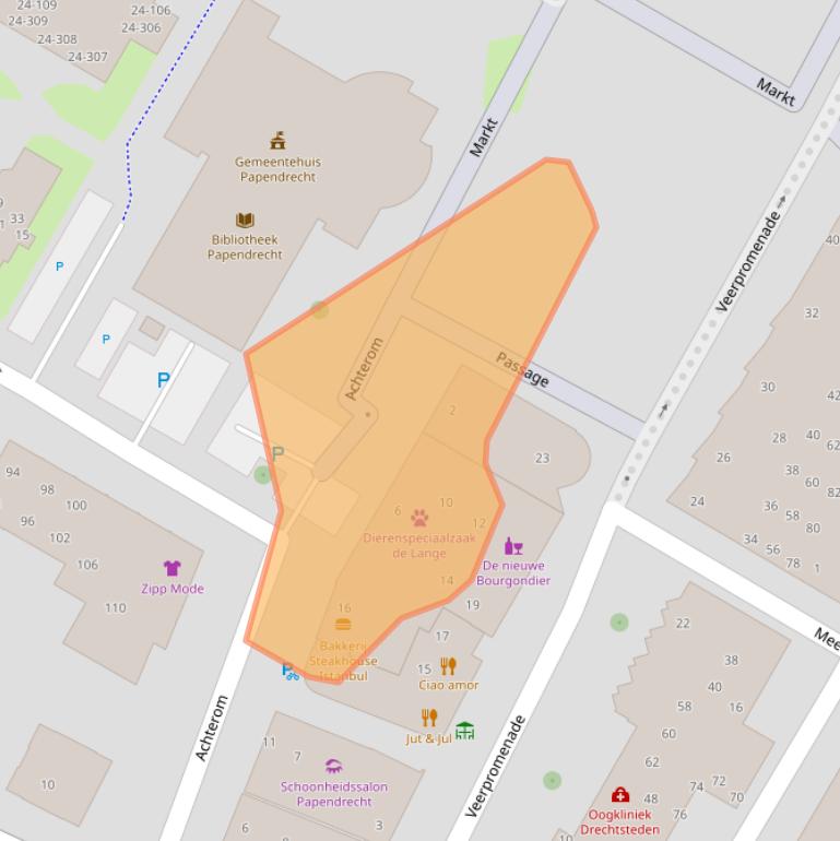 Kaart van postcodegebied 3351PC.