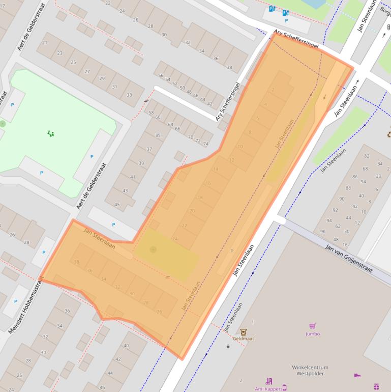 Kaart van postcodegebied 3351RB.