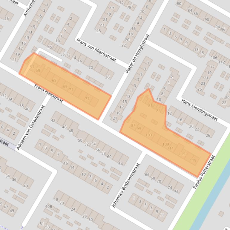 Kaart van postcodegebied 3351VD.