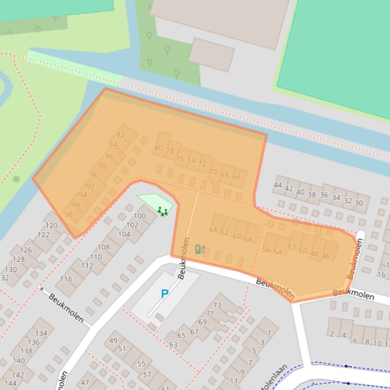 Kaart van postcodegebied 3352AD.