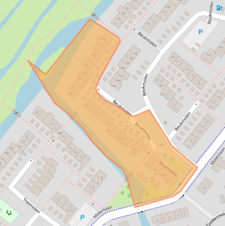 Kaart van postcodegebied 3352AG.