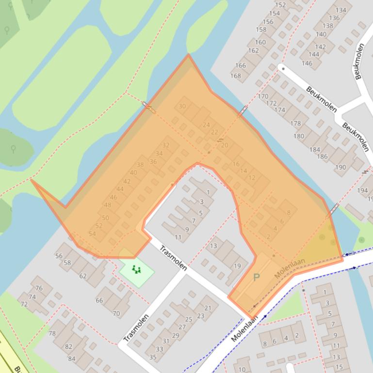 Kaart van postcodegebied 3352AJ.