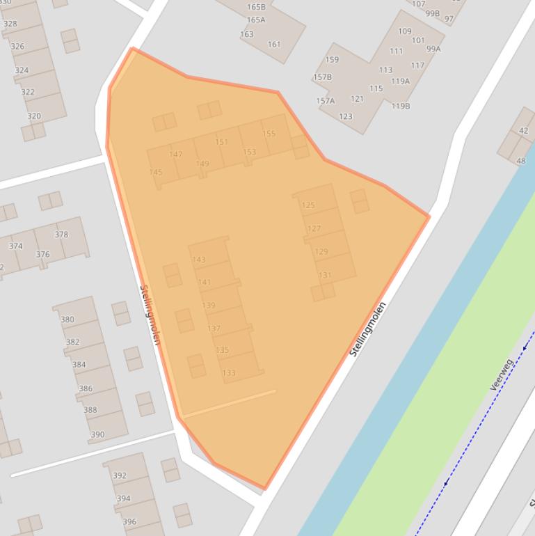 Kaart van postcodegebied 3352BE.