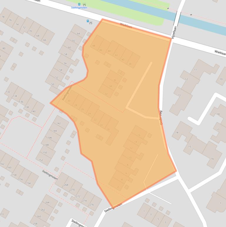 Kaart van postcodegebied 3352BJ.