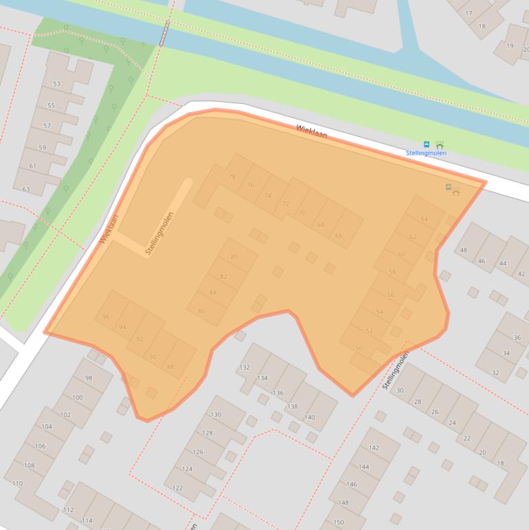 Kaart van postcodegebied 3352BK.