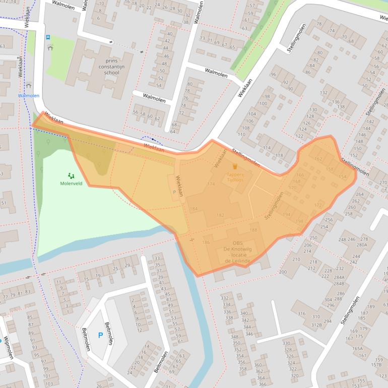 Kaart van postcodegebied 3352BM.