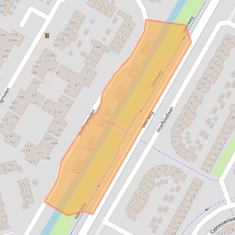 Kaart van postcodegebied 3352BX.