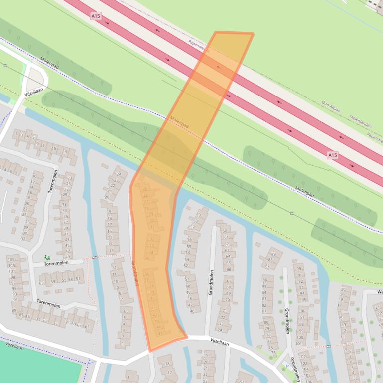 Kaart van postcodegebied 3352CB.
