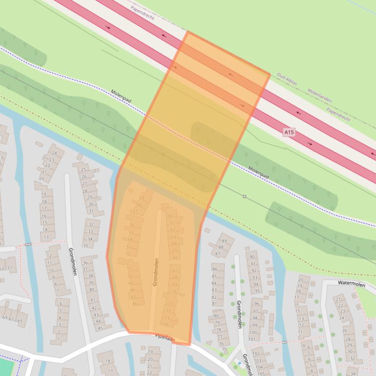Kaart van postcodegebied 3352CC.